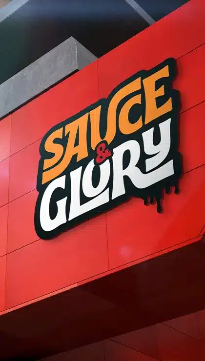 Sauce & Glory storefront sign